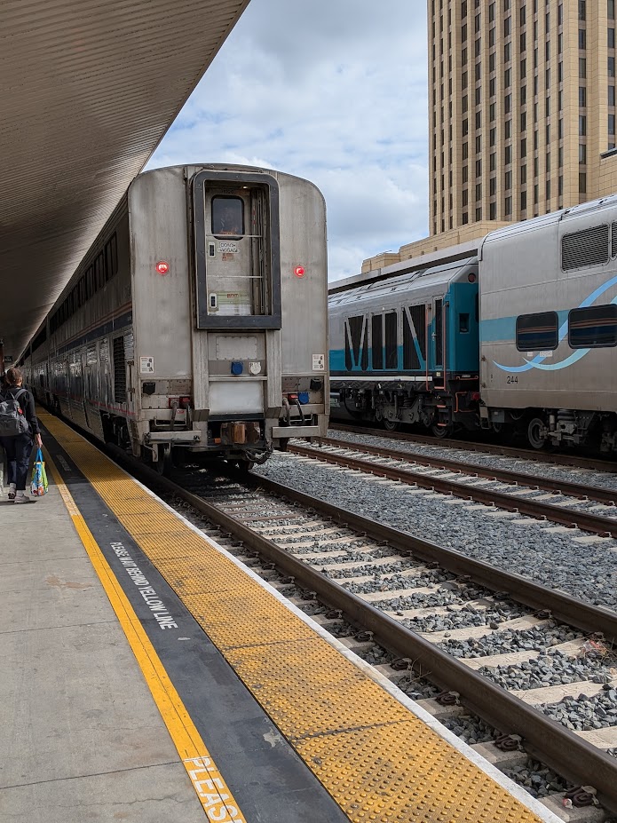 The Coast Starlight pulling into Los Angeles, Union Station